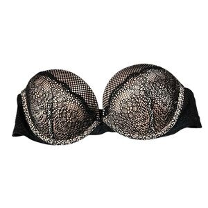 🌻Victoria’s Secret VERY SEXY Black Nude Strapless Push Up Bra Size 32C